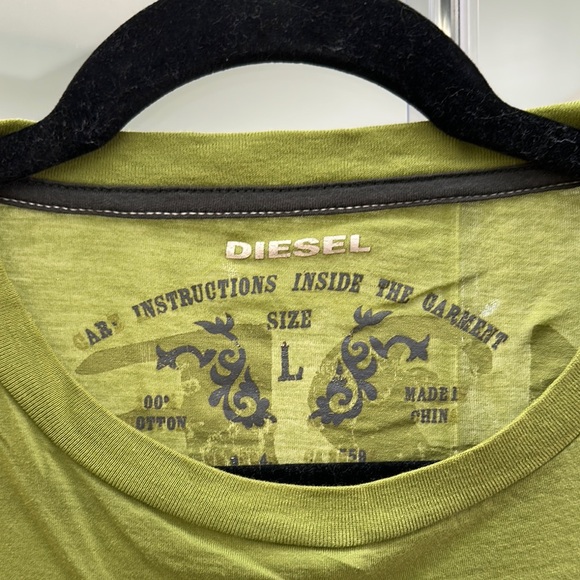 Vintage Diesel Green Long Sleeve Men's T-Shirt L Rare Distressed Design. - Picture 2 of 9